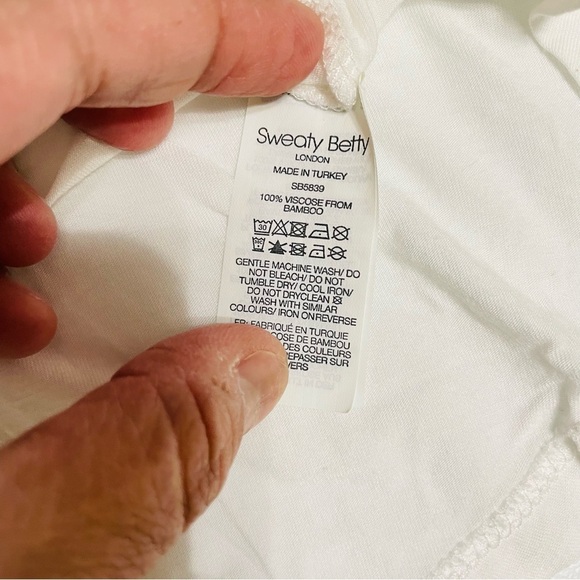 Sweaty Betty Tank Top Women Medium White Crew Neck Cotton Tencel Easy Peazy Top - Picture 5 of 10
